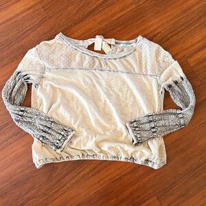 Kimchi Blue Cream and Blue-Gray Women's Sheer Boho Top